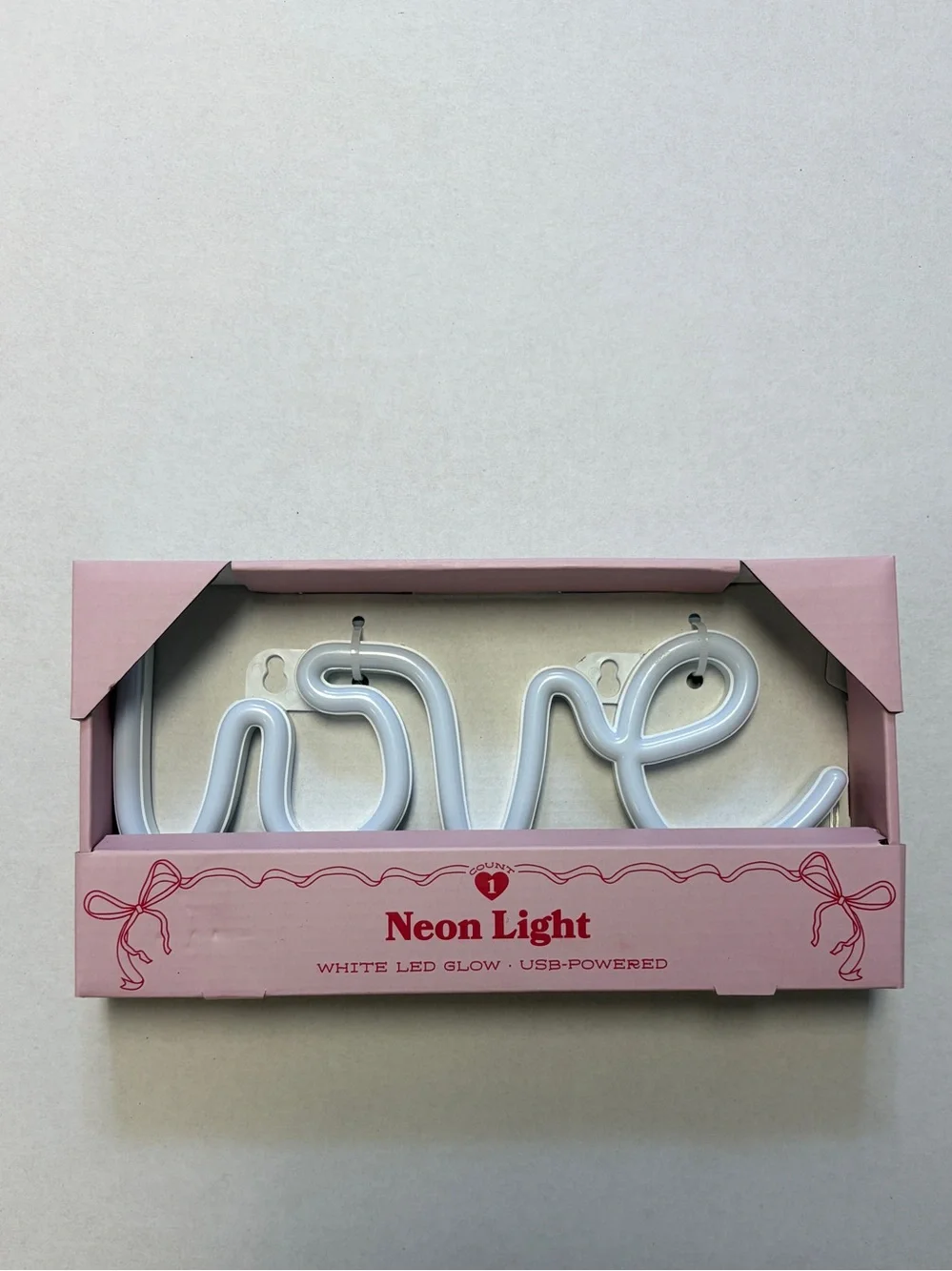 Love White LED Neon Light USB Powered Wall Decor Sign Pink Box New